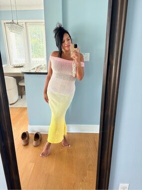 ASOS DESIGN Off-Shoulder Ombre Knit Maxi Dress